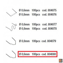 Confezione 100 graffette angolo esterno d. 0,6mm per saldatore per plastica - TELWIN