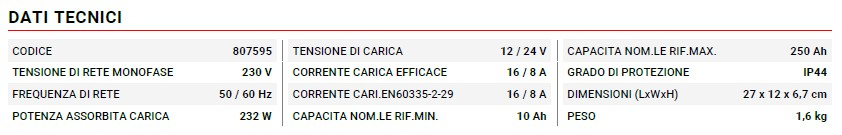 807595 T-CHARGE 26 EVO DATI TECNICI